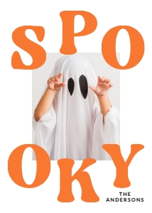 Retro Orange Spooky Halloween Photo Card Template design preview
