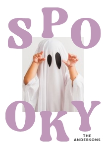Retro Purple Spooky Halloween Photo Card Template design preview