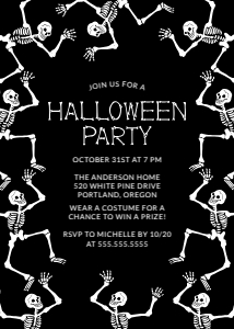 Spooky Dancing Skeletons Halloween Party Invitation Template design preview