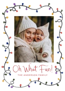 Oh What Fun Christmas Lights Year in Review Holiday Photo Card design preview