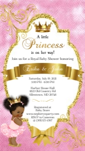 Pink and Gold Little Princess Baby Shower Invitation design preview