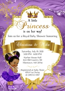 Purple and Gold Little Princess Baby Shower Invite design preview
