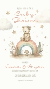 DI-001 Boho Rainbow Teddy Bear Baby Shower design preview
