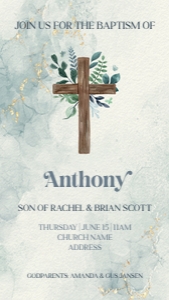 DI-008 Wooden Cross Botanical Baptism design preview