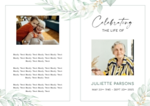 Botanical Funeral Order of Service design preview