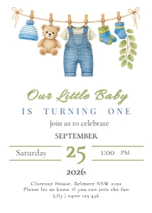 BOY CLOTHESLINE: BIRTHDAY INV. BOY CLOTHESLINE