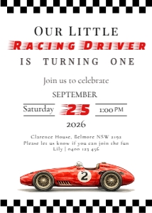 Red Formula Car: BIRTHDAY INV. VINTAGE RACE CAR