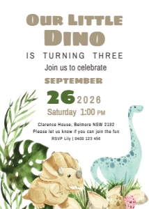 DINO BIRTHDAY PARTY: BIRTHDAY INV. CUTE DINOSAUR