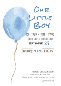 BALLOON BOY BIRTHDAY: BIRTHDAY INV. BLUE BALLOON