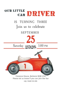 RED CAR BIRTHDAY: BIRTHDAY INV. VINTAGE TOY CAR