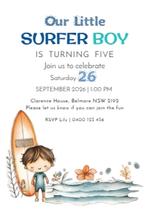 SURF BOY: BIRTHDAY INV. SURF BOY