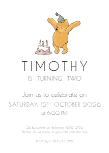 CUTE BEAR BIRTDAY: BIRTHDAY INV. CUTE BEAR