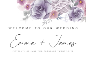 WELCOME BOARD HOR PURPLE ROSES_: WEDDING BUNDLE PURPLE ROSE