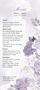 MENU CARD LILA FLOWERS: WEDDING BUNDLE LILAC ROMANCE