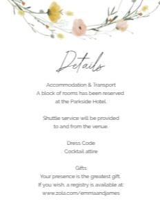 DETAILS CARD WILD FLOWER_: WEDDING BUNDLE Wildflower