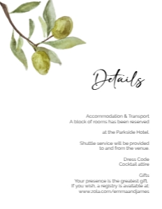DETAILS  CARD OLIVE GROVE_: WEDDING BUNDLE OLIVE GROVE