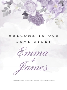 WELCOME BOARD VERT LILA FLOWERS: WEDDING BUNDLE LILAC ROMANCE