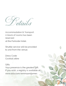 DETAILS CARD GREENERY_: WEDDING BUNDLE GREENERY