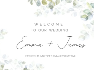 WELCOME BOARD HOR EUCALYPTUS_: WEDDING BUNDLE EUCALYPTUS