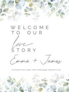 WELCOME BOARD VERT EUCALYPTUS_: WEDDING BUNDLE EUCALYPTUS