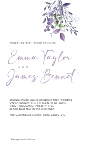 Wedding Invitation Lavender Botanical: Wedding Invitation Lavender Botanical