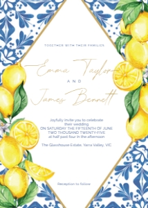 Wedding Invitation Lemon Majolica Diamond: Wedding Invitation Lemon Majolica Diamond