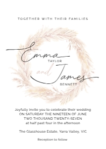 INVITATION Boho Pampas: WEDDING INV. Boho Pampas