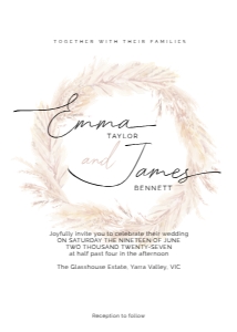 WEDDING INV. Boho Pampas design preview