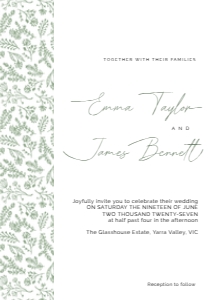 Wedding Invitation Botanical Panel: Wedding Invitation Botanical Panel