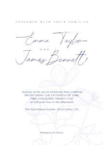 Wedding Invitation Navy Ghost Floral: Wedding Invitation Navy Ghost Floral