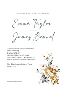 Wedding Invitation Painterly Peony Posy: Wedding Invitation Painterly Peony Posy