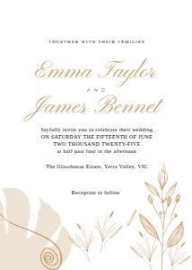 Wedding Invitation Monstera & Gold Botanical: Wedding Invitation Monstera & Gold Botanical