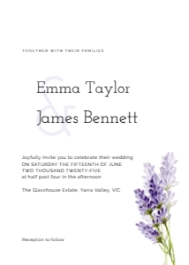 Wedding Invitation Lavender Stems: Wedding Invitation Lavender Stems