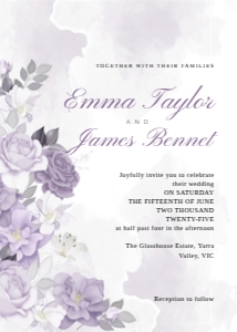 Wedding Invitation Dusty Purple Rose Cascade: WEDDING BUNDLE LILAC ROMANCE