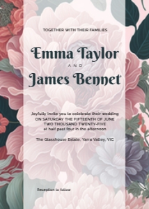 Wedding Invitation Bold Peony Collage: Wedding Invitation Bold Peony Collage