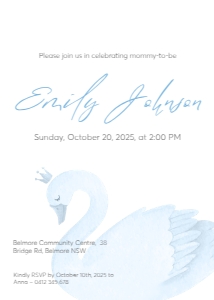 BLUE SWAN BABY SHOWER INVITATION: BABY SHOWER BUNDLE_BLUE SWAN