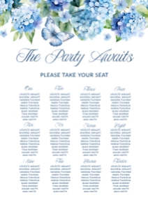 Blue Hydrangea Seating Chart design preview