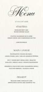 Classic Ivory Menu design preview