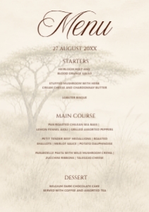 Bushveld Menu design preview