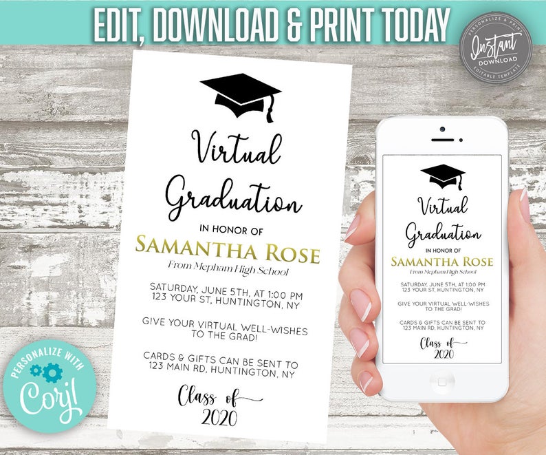 Details about   Graduation Swirl & Tag Photo Invitation Announcement 10 Invitations Any Color 