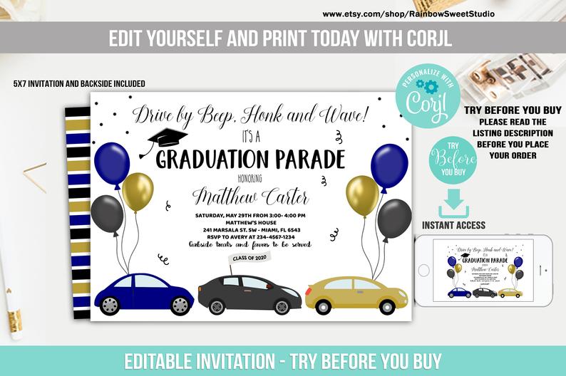 Anniversary Drive Thru Invitation Lilac Purple Wedding Parade Drive By Invitation Template Instant Download Editable Printable Corjl
