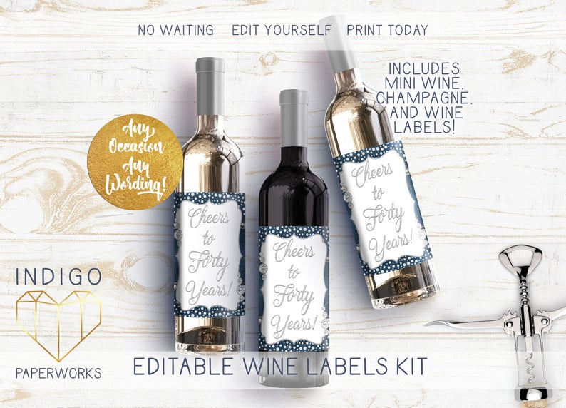 Custom Bottle Labels Templates - Custom Editable Wine/Champagne Label  Printable – Ane Design Boutique