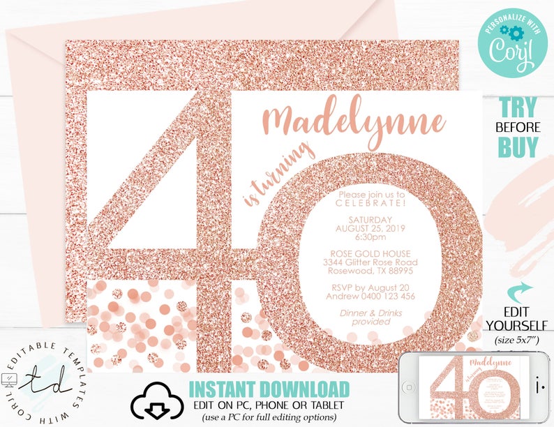 Surprise 21st Birthday Invitation Download Rose Gold (Instant Download) 