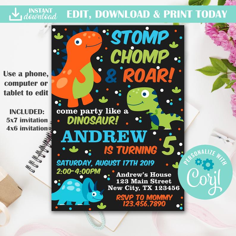 3rd Custom and Personalized for 1st 2nd Dinosaur Editable WELCOME SIGN for a Dino Birthday Party Theme or 4th Boy or Girl Birthday