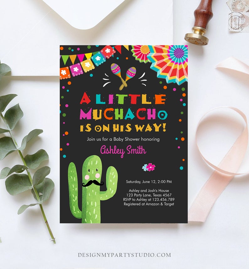 Editable Baby Invite Template Paperless CORJL Personalize Digital Download AB8 Tropical Electronic Baby Shower Invitation