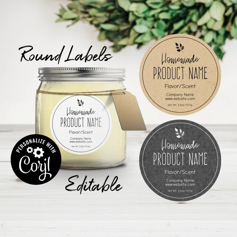 Labels for Jars and Bottles. Customize Online w Corjl Maple Syrup Labels Sticker Template Editable Circle Label Download & Print