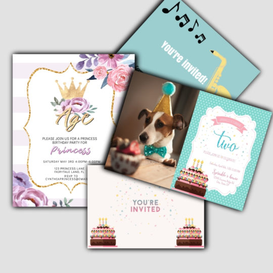 Party Invitations can be created on Corjl's online invitation maker.
