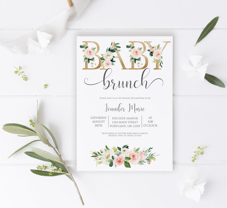 Baby Brunch Invitation Girl | Editable Invitation Template