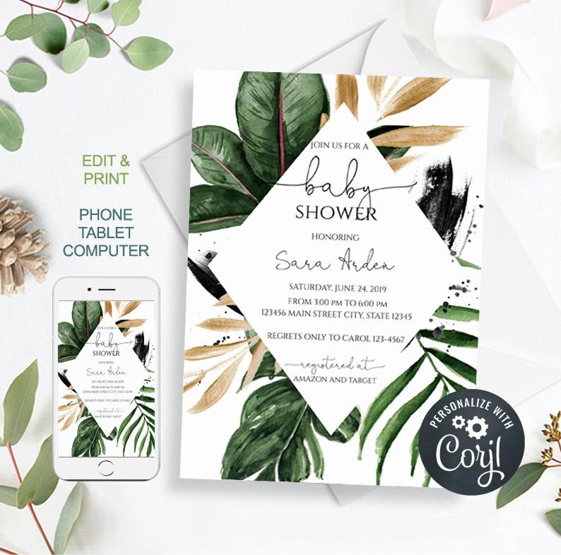 Oh Baby Greenery Baby Shower Invitation Eucalyptus Baby Shower Invite Gender Neutral Baby Shower Invitation Oh Baby Eucalyptus Invite byh409