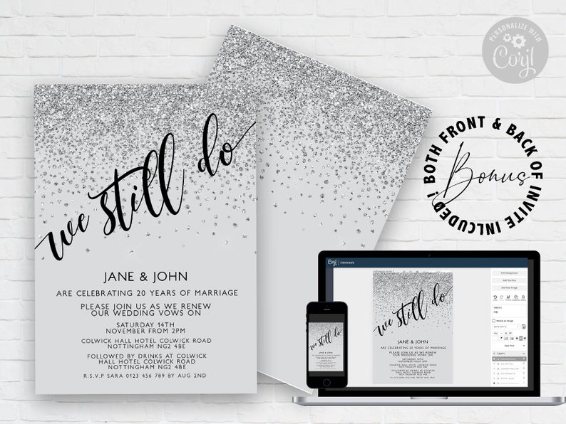 We Still Do Invite Vow Renewal Invitation Wedding Anniversary Invitations Editable Invitation Instant Download Printable
